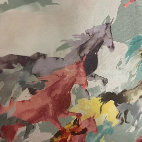 Jumpsuit Horse Print Watercolor, Sz M, Cotton&Silk, Exquisite Drape by Ainsley - Picture 3 of 11